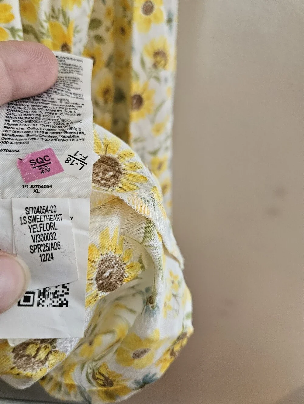 Old Navy Yellow Floral Long-Sleeve Top Sweetheart Sunflower Print